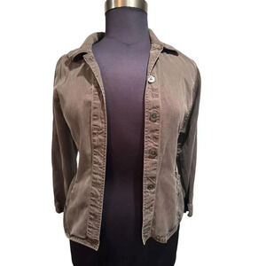 J.Jill‎ Brown Button Down Lightweight Collared Jacket Small Petite